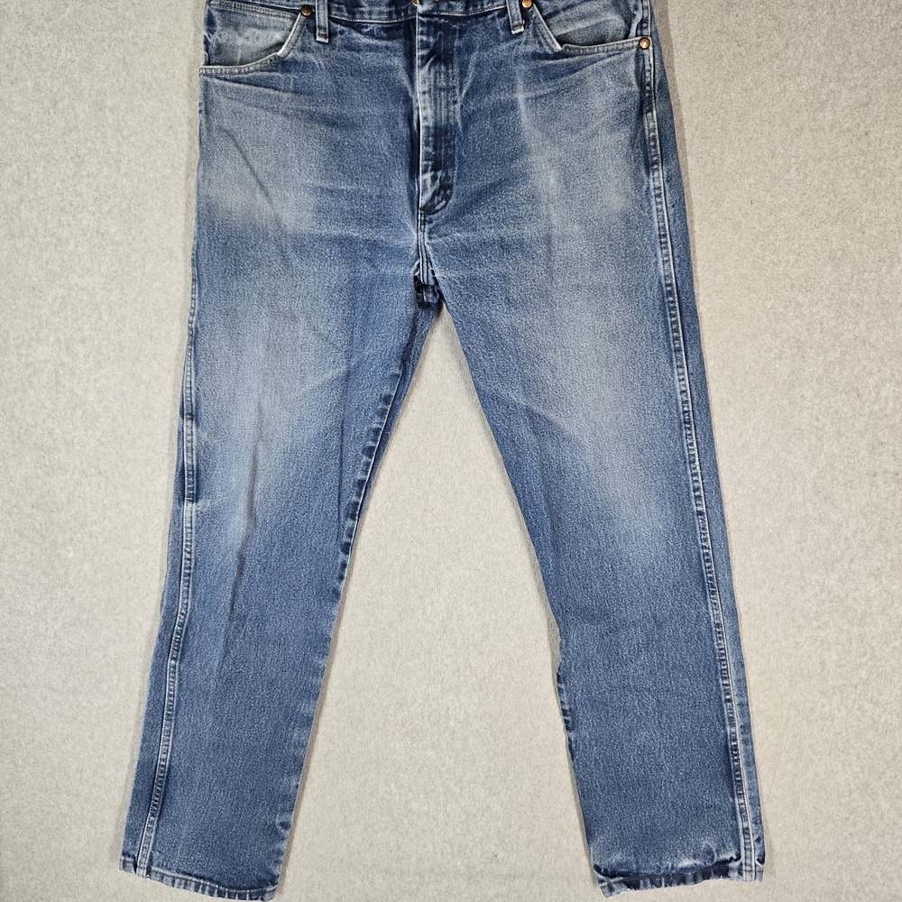 Wrangler Men Jeans 38X34 Blue Denim 13MWZ Cowboy Cut Original Fit